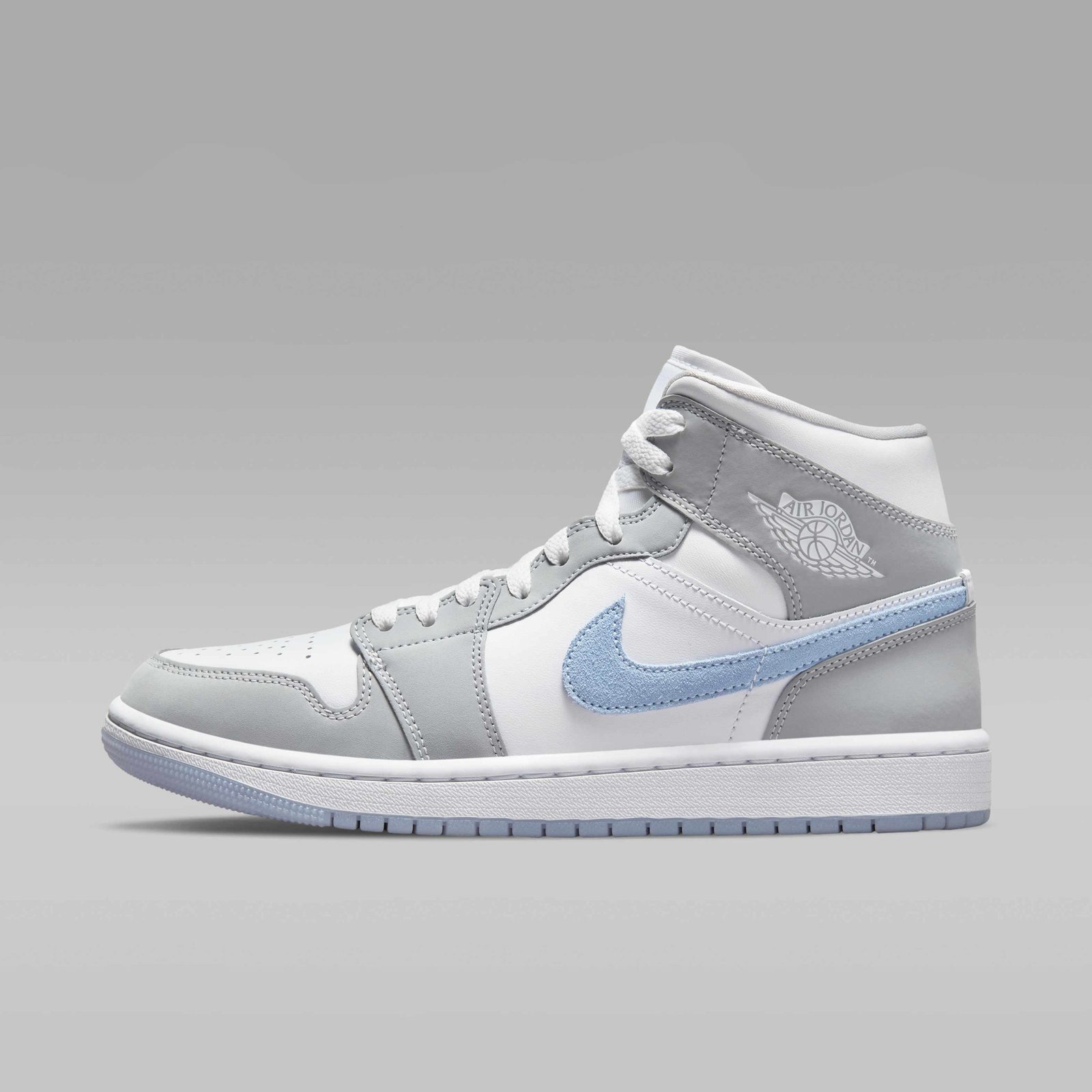 Air Jordan 1 Mid Women's Shoes - White/Wolf Grey/Aluminium