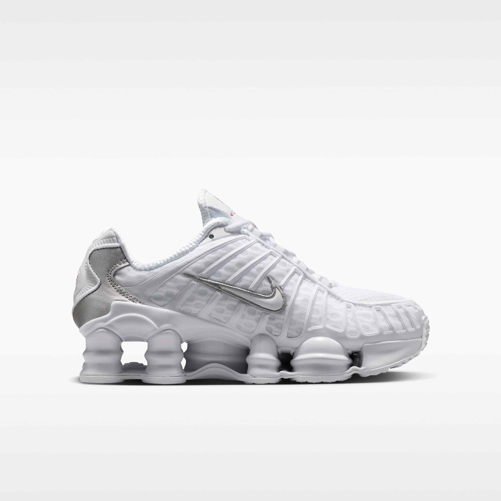 Nike Shox TL Older Kids' Shoes - White/Metallic Silver/Max Orange/White - Image 3