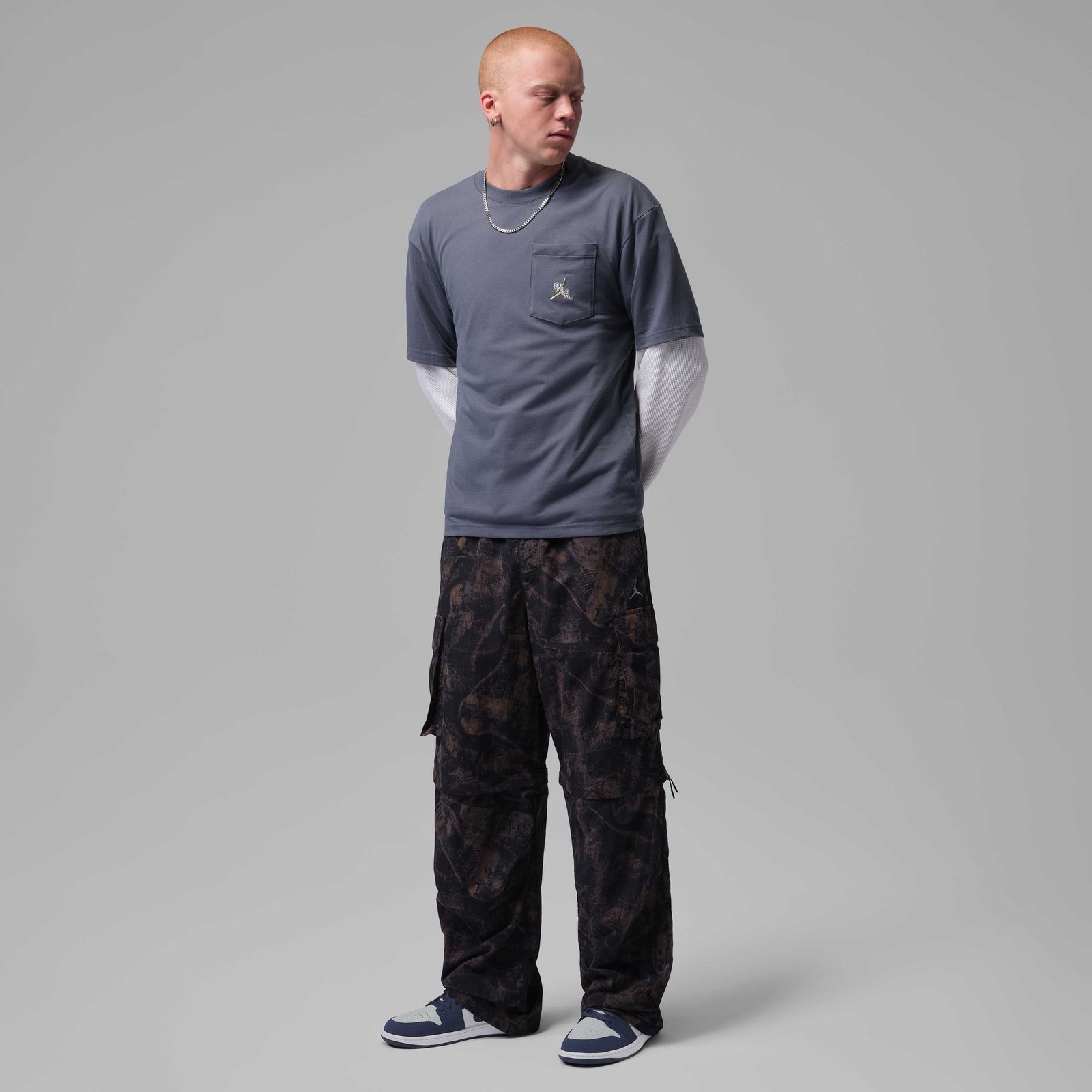 Air Jordan 1 Low Men's Shoes - Obsidian/Grey Fog/Pink Foam/Obsidian - Image 9